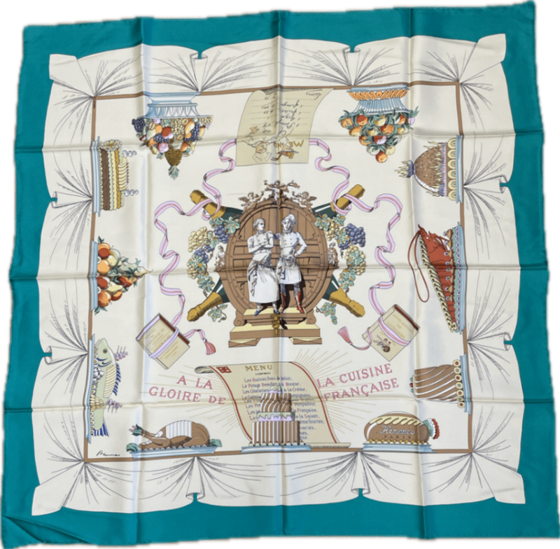 S Hermès Foulard 90 A la gloire de la cuisine française