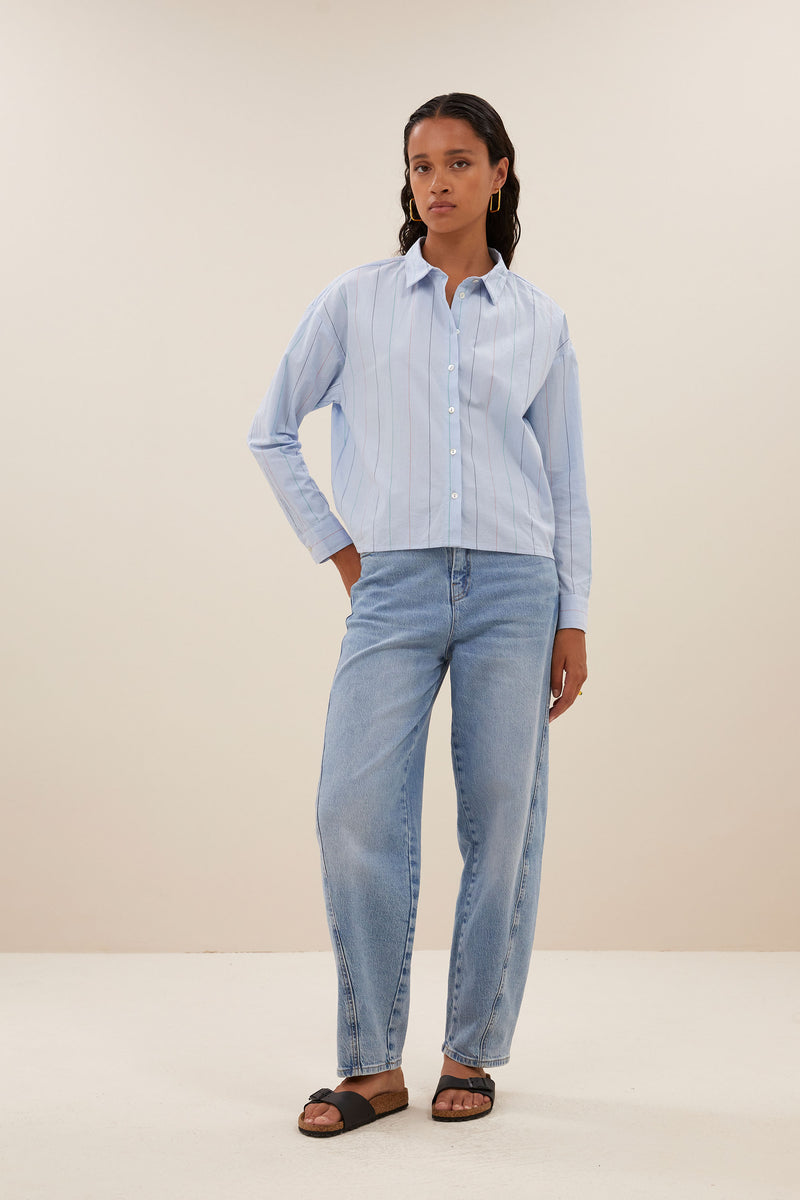 Elvie Stripe Chambray Blouse