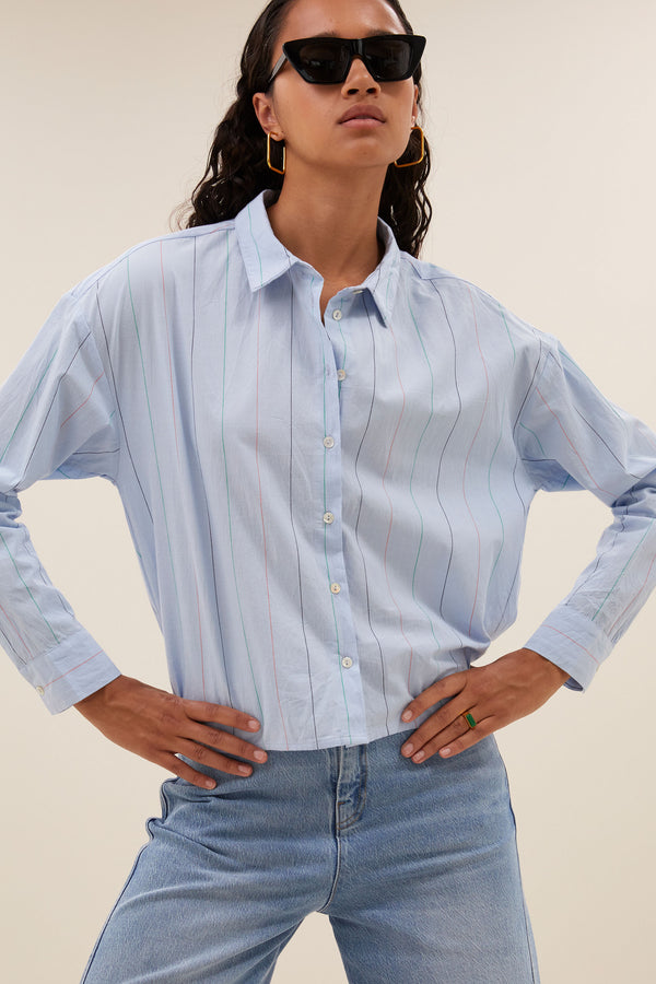 Elvie Stripe Chambray Blouse