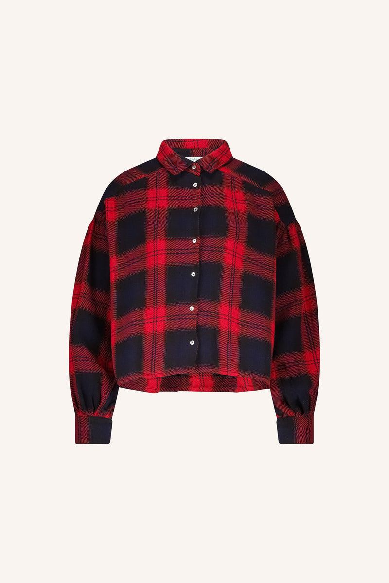 Sarah Short Red Check Blouse