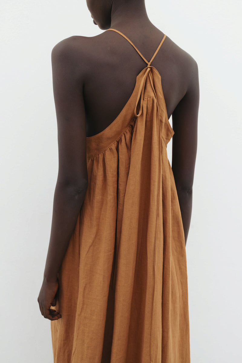 Linen Empire Halter Dress